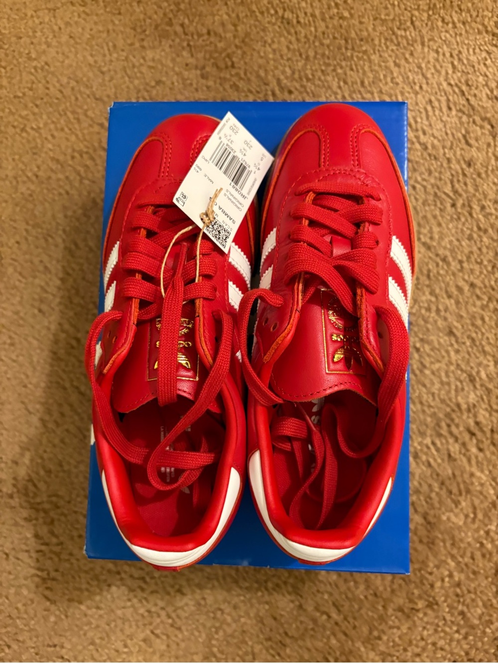 adidas Samba Red Big Kids Sneakers with White Three Stripes